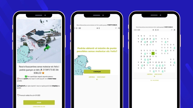 Ejemplo de promoción de invierno: juego interactivo tipo buscaminas