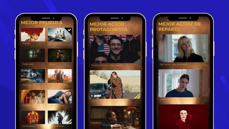 Ejemplo de una quiniela de los Oscars (Odeon Multicines)