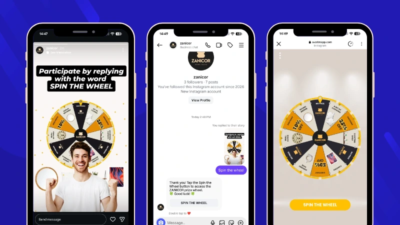 Instagram growth example: user comments a keyword to enter a prize wheel