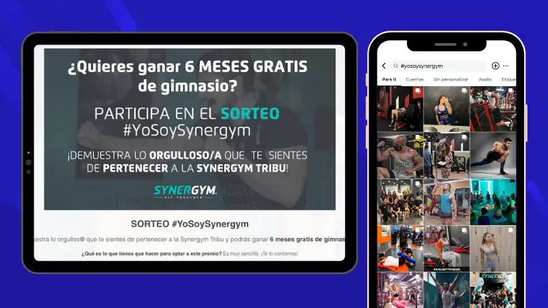 concurso en instagram con hashtags de un gimnasio para fidelizar