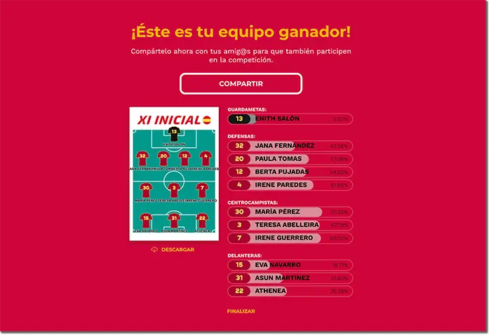 Ideas de promociones para partidos de fútbol: juego para crear la alineación del equipo