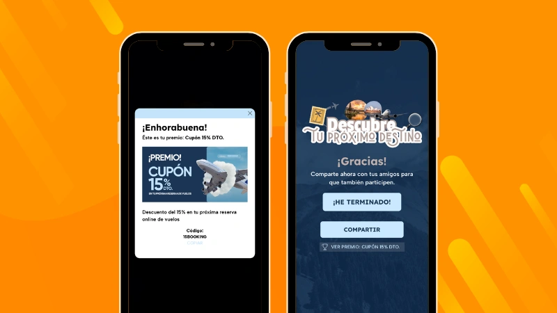 Ejemplo de cupón al finalizar un cuestionario lógico