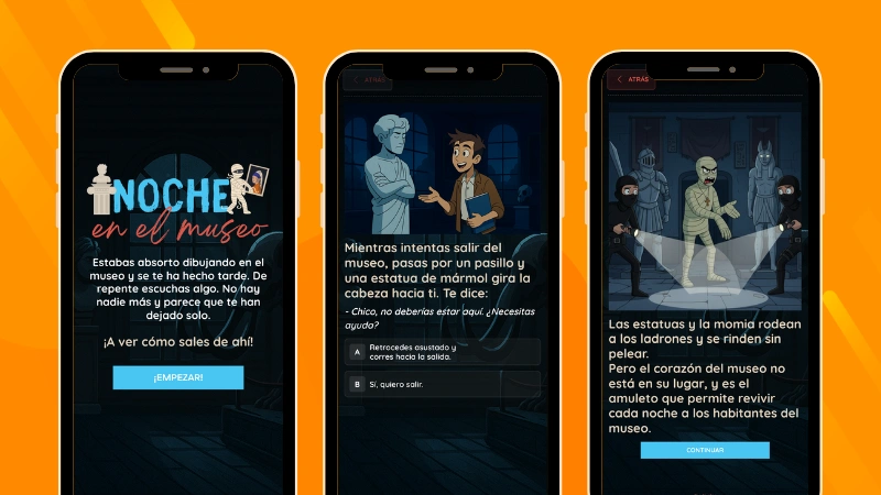 Ejemplo de un quiz aventura en un museo