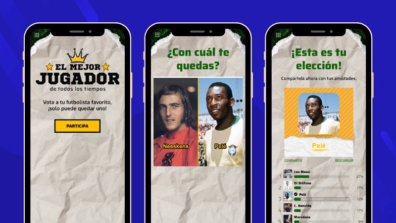 Ejemplo de votación online para escoger el mejor jugador de todos los tiempos