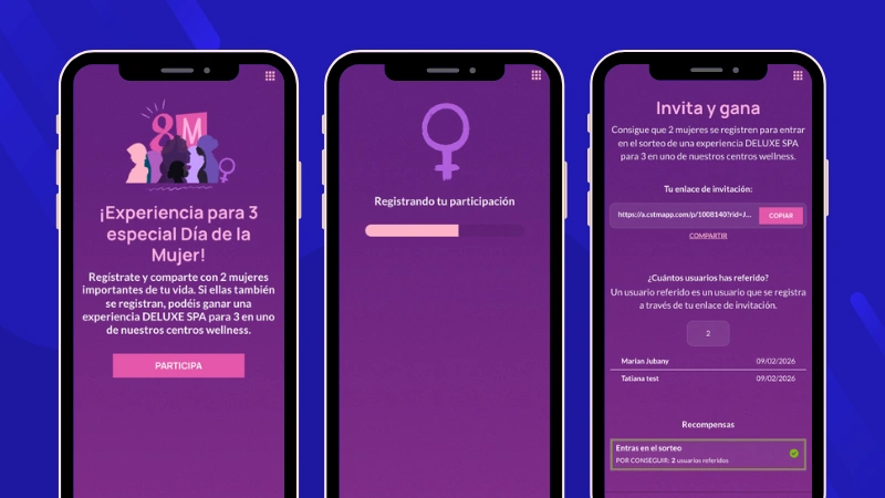 Ejemplo de sorteo con referidos del Día de la Mujer