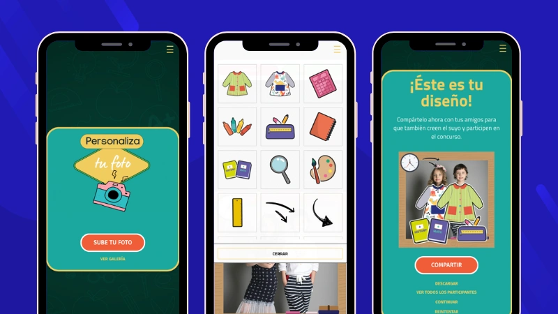 Ejemplo de concurso de fotos con marcos y stickers de la vuelta al cole