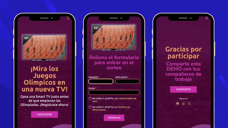 Sorteo con registro para captar leads durante un evento deportivo