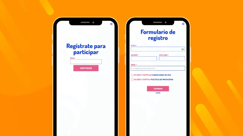 páginas de registro para un torneo online