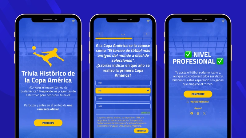 Promociones para partidos de fútbol: ejemplo de trivia de conocimientos