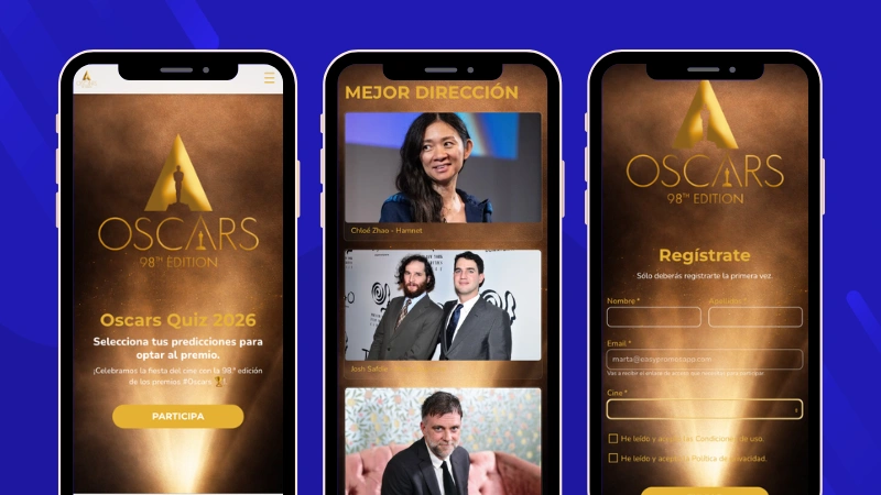 Ejemplo de un diseño personalizado de una quiniela de los Oscars (Odeon Multicines)