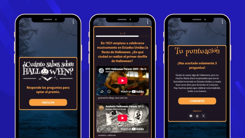 Ejemplo de trivia de conocimientos de Halloween