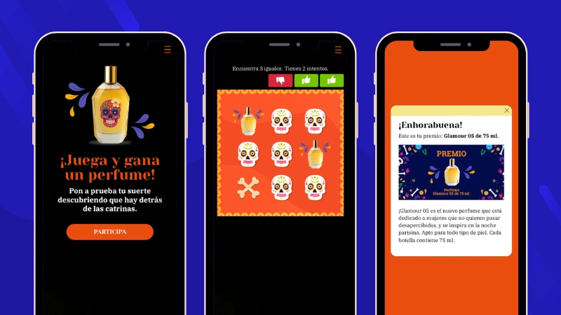 Ejemplo de juego descubre y gana de Halloween / Día de Muertos.