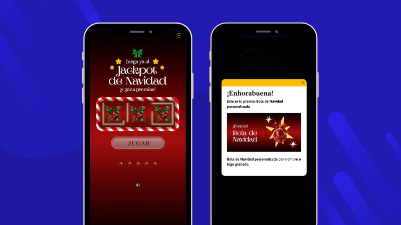 Ejemplo de acción gamificada de navidad: juego tipo Jackpot