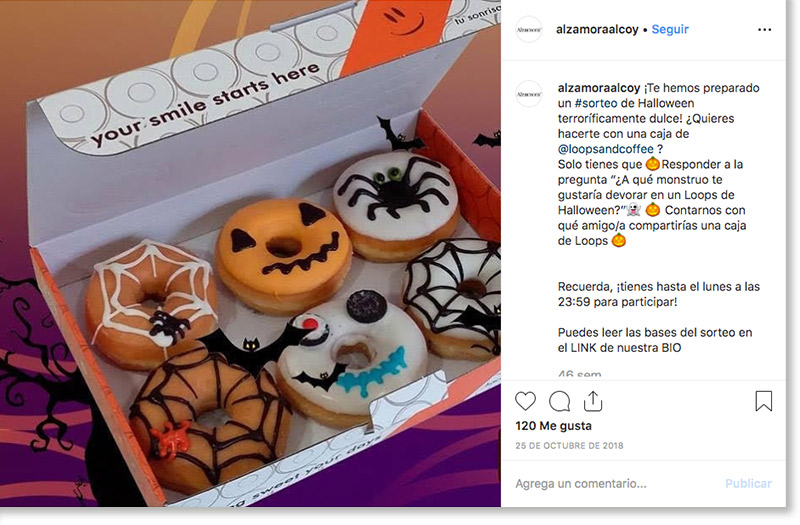 ejemplo de sorteo de Halloween en Instagram de Alzamora Alcoy
