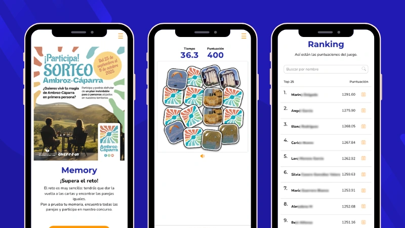 Ejemplo de Memory online para turismo y promoción de destinos: Ambroz