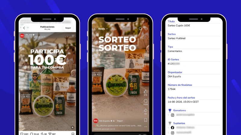 Ejemplo de sorteo conjunto en Instagram y Facebook con un único ganador: Supermercados DIA