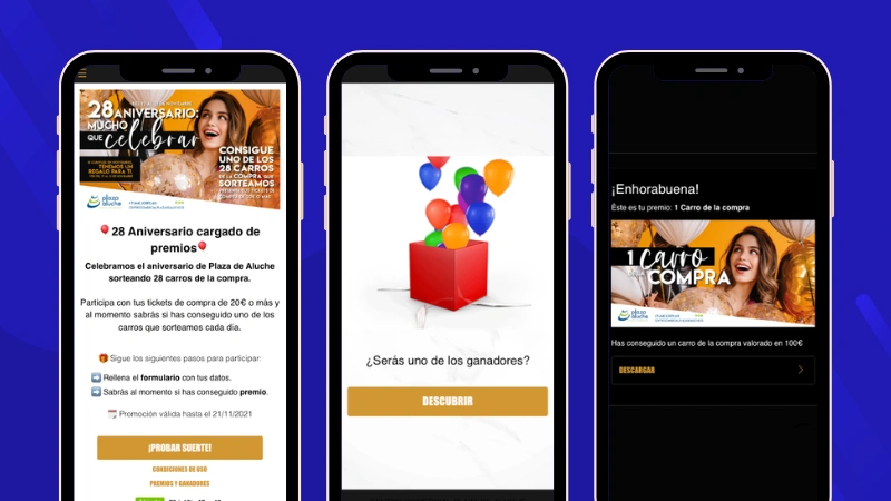 Ejemplo de sorteo al instante con validación de tiquet de compra