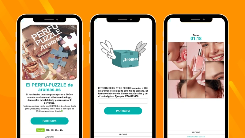 Puzzle online con sorteo para campaña flash de producto: Aromas