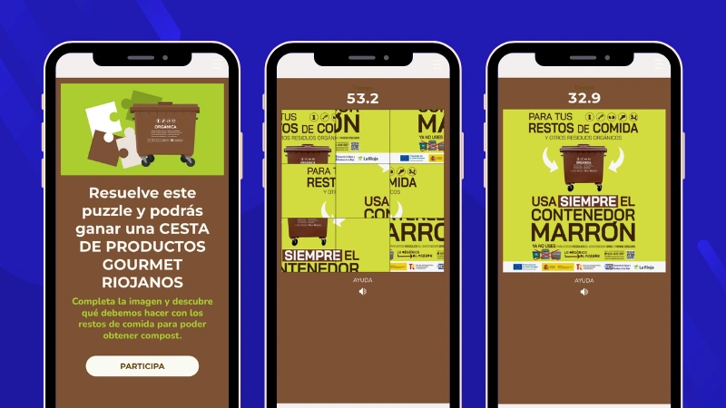 Puzzle online con mensaje escondido o código descuento: La Rioja recicla