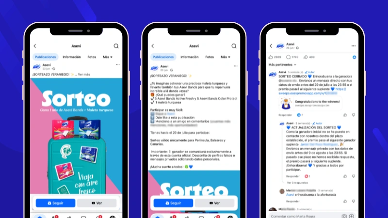 Ejemplo de sorteo en Facebook de la marca Asevi