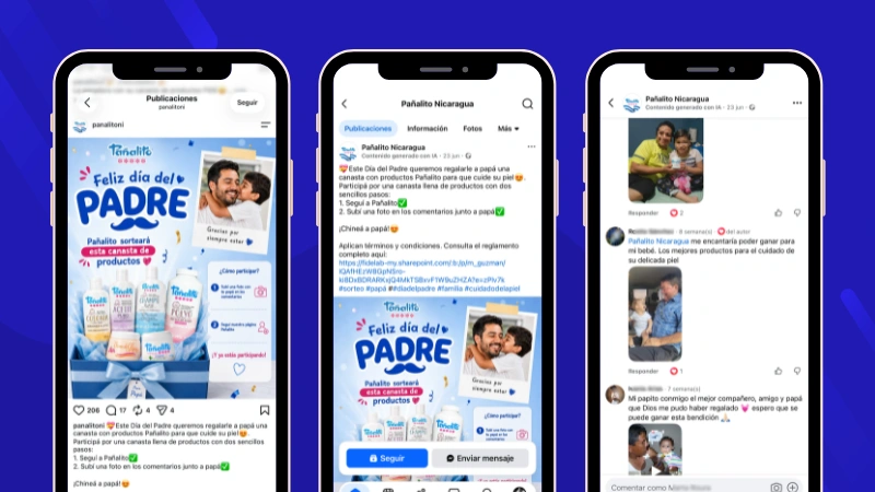 Ejemplo de sorteo colaborativo entre Instagram y Facebook: Pañalitp Nicaragua
