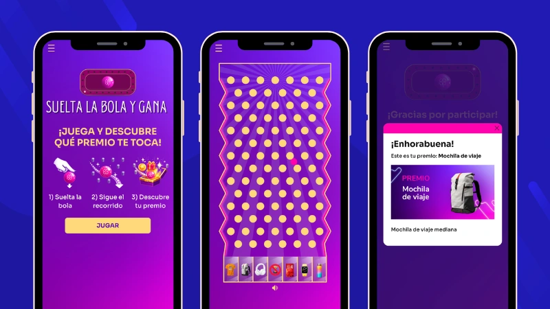 Ejemplo de juego para cyber monday: suelta la bola y gana un gadget