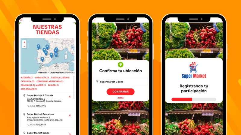 Ejemplo de promoción con geolocalización de participantes de un supermercado