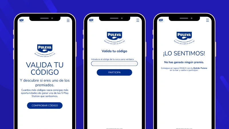 Ejemplo de promoción con código y premio instantáneo: Puleva