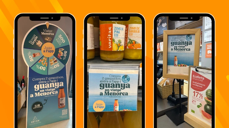 Ejemplo de supermercado Veritas que ofrece promociones exclusivas en el punto de venta