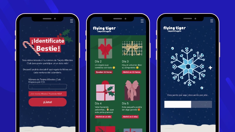 Ejemplo de calendario de adviento digital de Flying Tiger Copenhagen