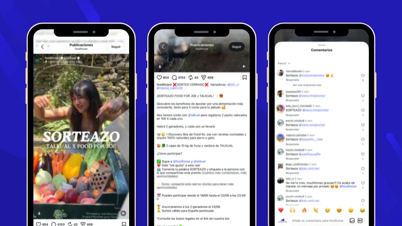 Ejemplo de automatización de mensajes en Instagram de Food for Joe