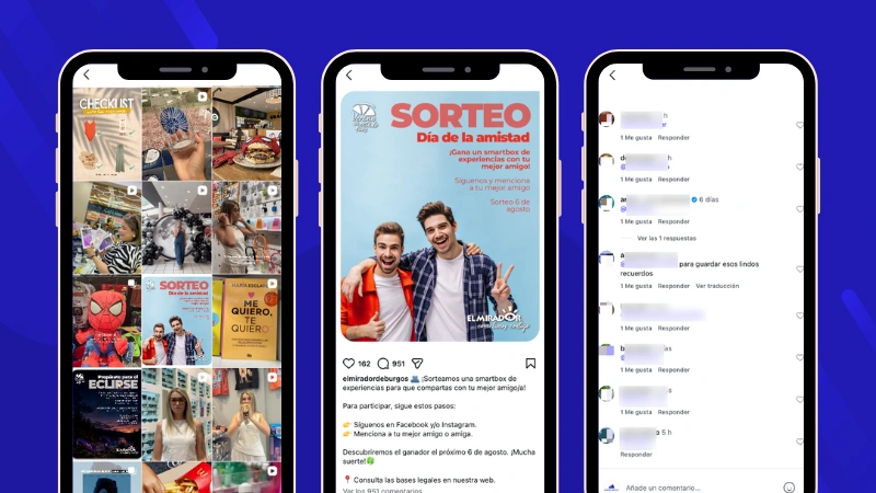 Ejemplo de sorteo en Instagram del centro comercial Mirador de Burgos