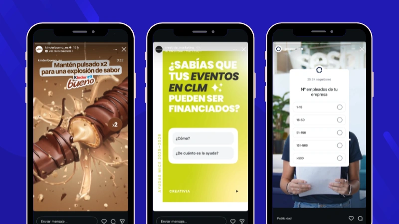 Ejemplos de interacciones en Stories.