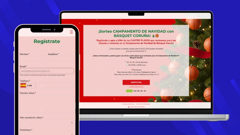 Ejemplo de rifa navideña con registro