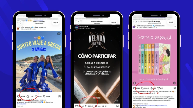 Ejemplos de sorteos en Instagram con muchos participantes