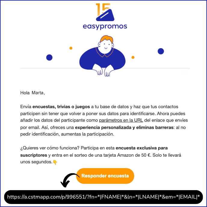 ejemplo de newsletter con una URL con parámetros