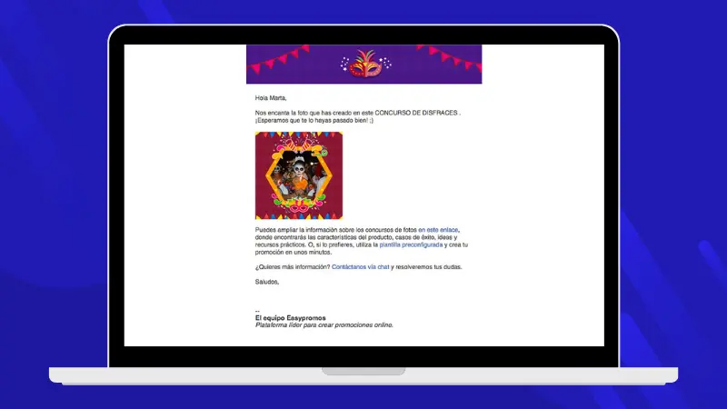 ejemplo de email de un concurso de disfraces
