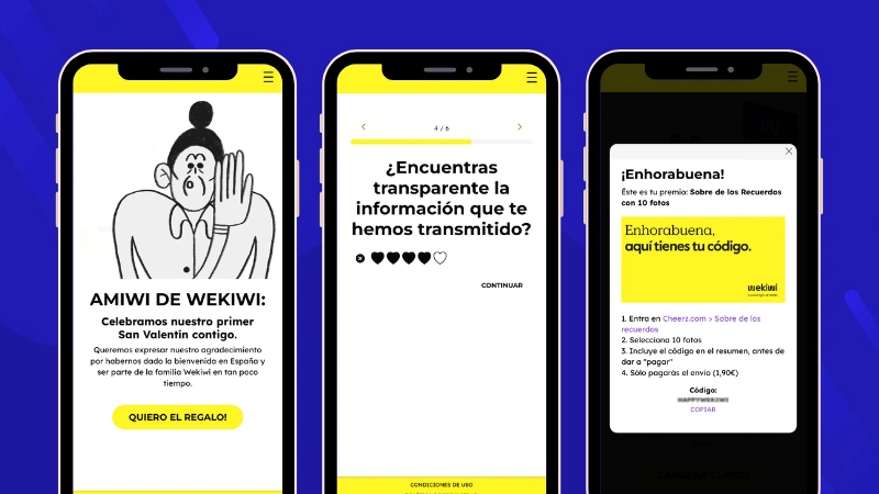 Ejemplo de encuesta de san valentín con premio código promocional