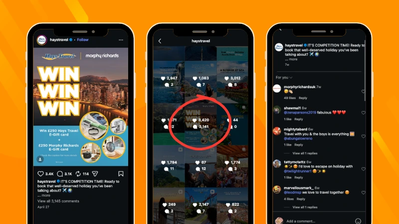 Instagram giveaways generating significantly more engagement than other posts on the profile