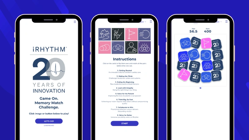Ejemplo de memorama online para potenciar el employee engagement: iRHYTHM