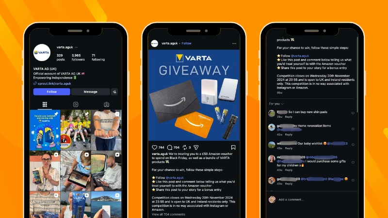 Example of VARTA AG UK Black Friday Instagram Giveaway