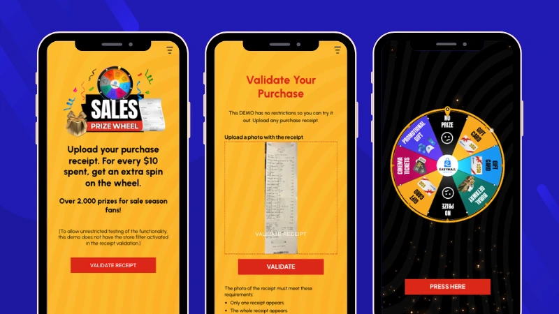 Easypromos Purchase Receipt Promotion demo for shopping centers.
