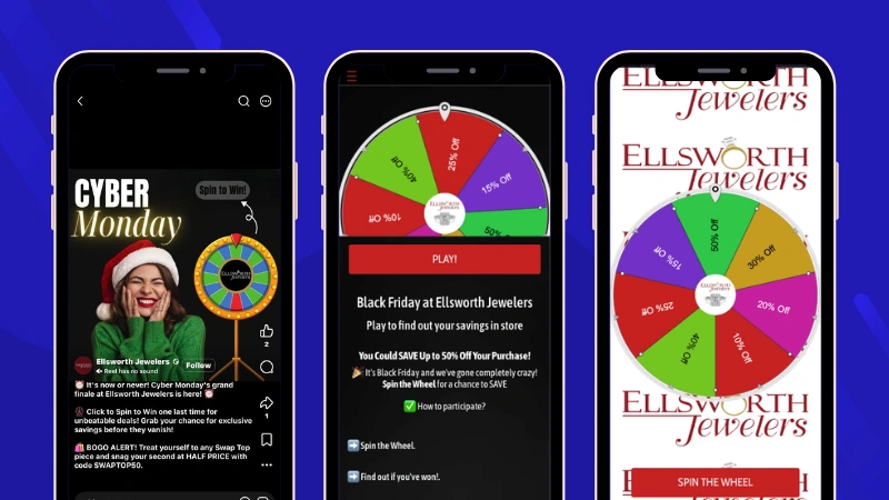 Example of Ellsworth Jewelers Black Friday Spin the Wheel promotion