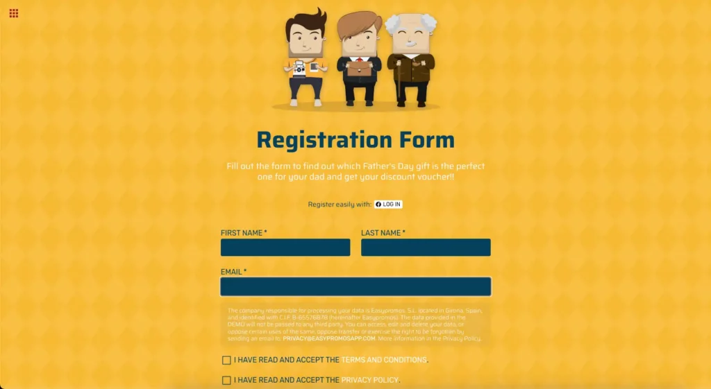 Father's day quiz registration form