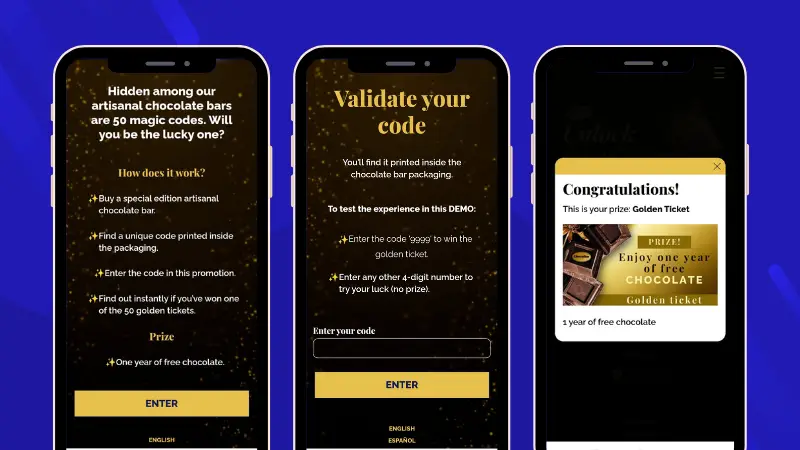 Golden Ticket Promotion with unique code