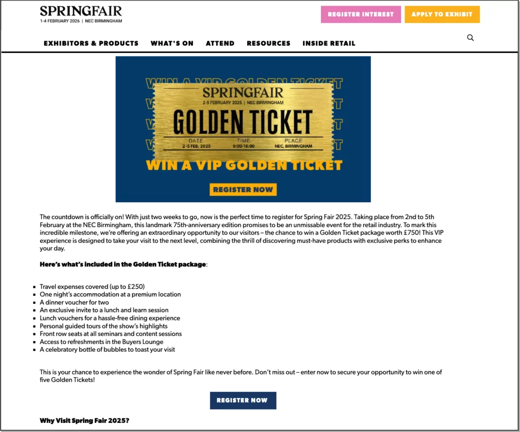 Promocionar un evento sorteando entradas VIP como si fueran las experiencias de un golden ticket