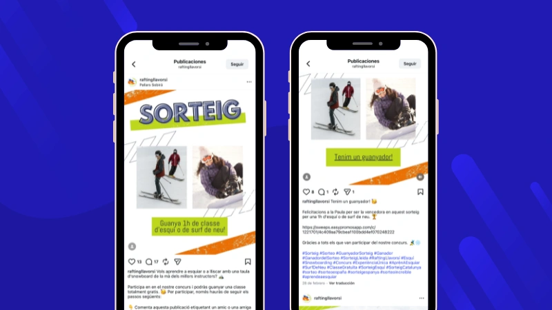 Ski marketing based on social media giveaways