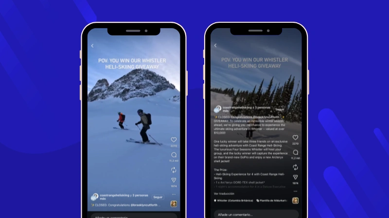 Ski resort marketing based on social media giveaways