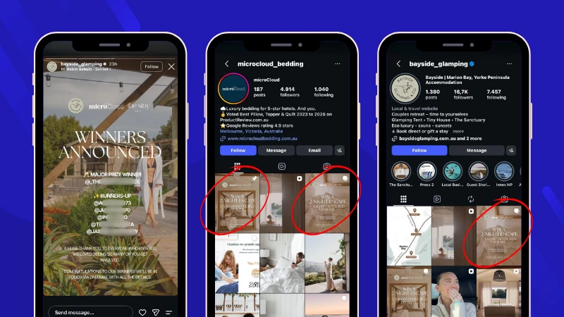 Collaborating brands sharing The Stay Edit Instagram Giveaway and winner announcement