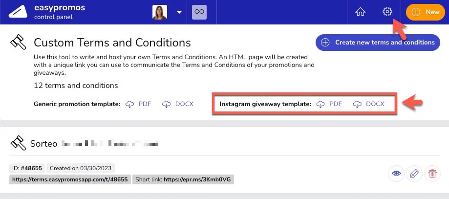 Terms and conditions template for an Instagram Giveaway